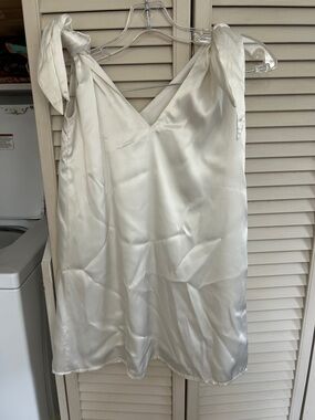 Kimchi blue satin white Ivory Tie-Shoulder Slip Dress